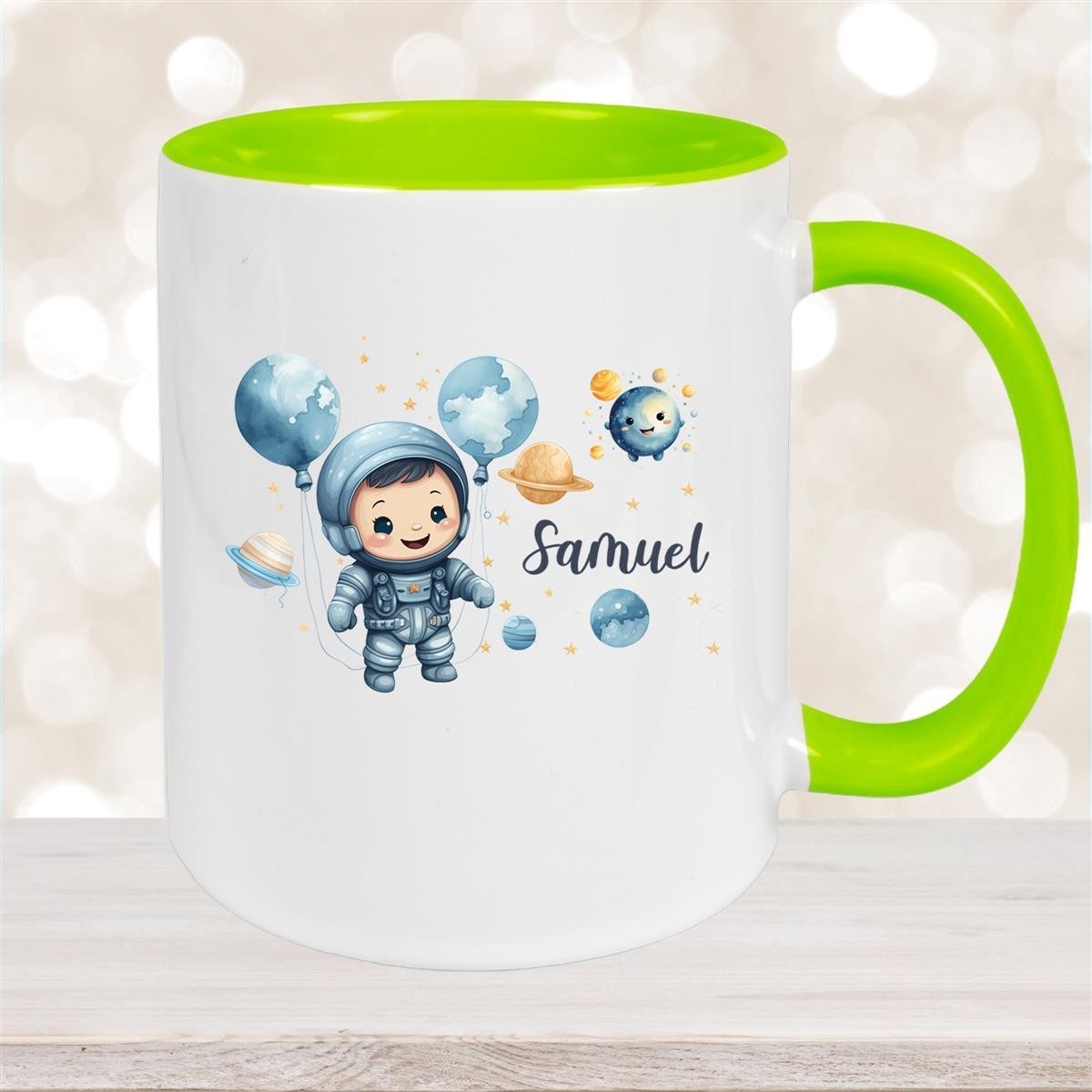 Tasse Kinder Astronaut #1 Wunschname Keramik Kinderbecher personalisiert versch. Farben