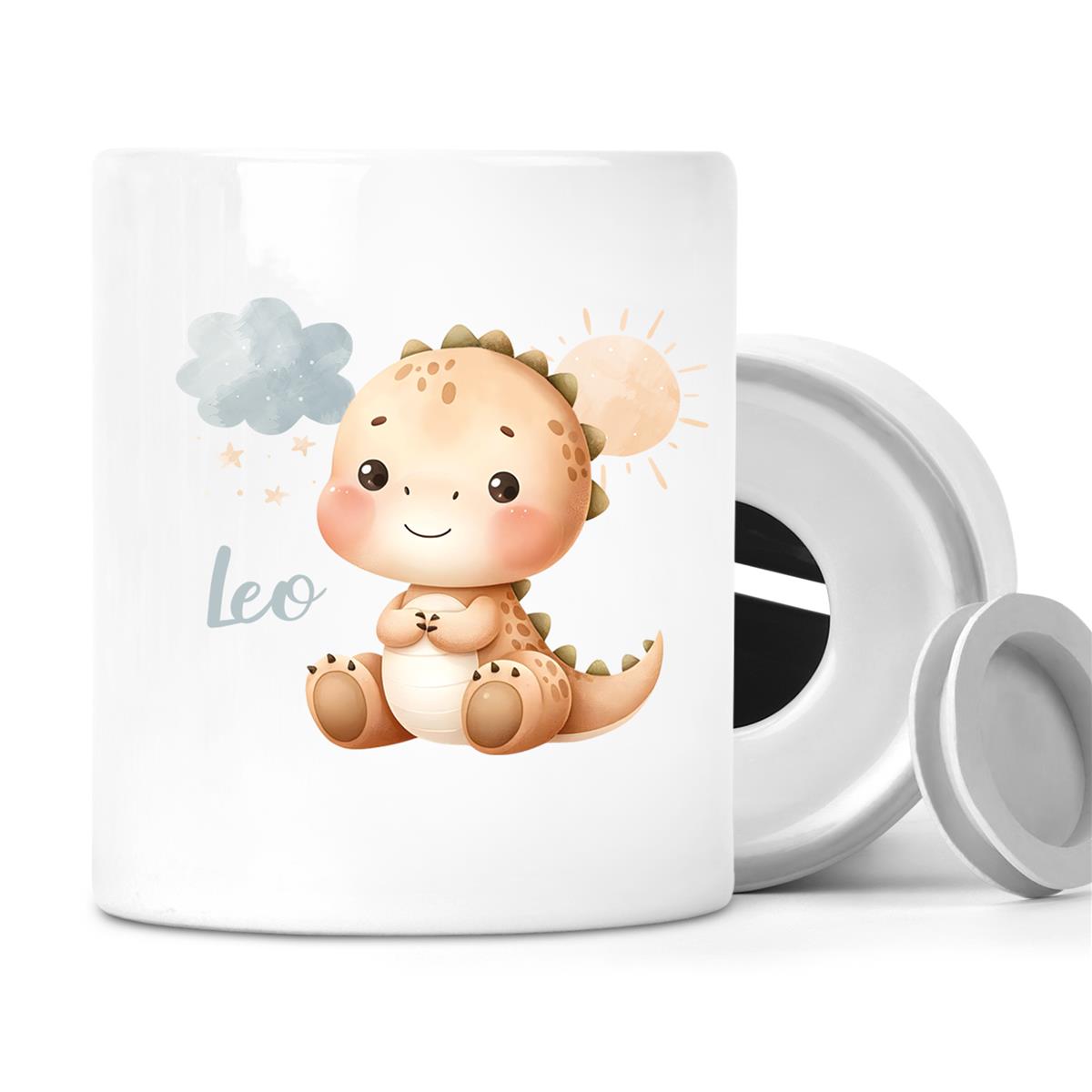 Spardose mit Wunschname Dino 19 personalisiert