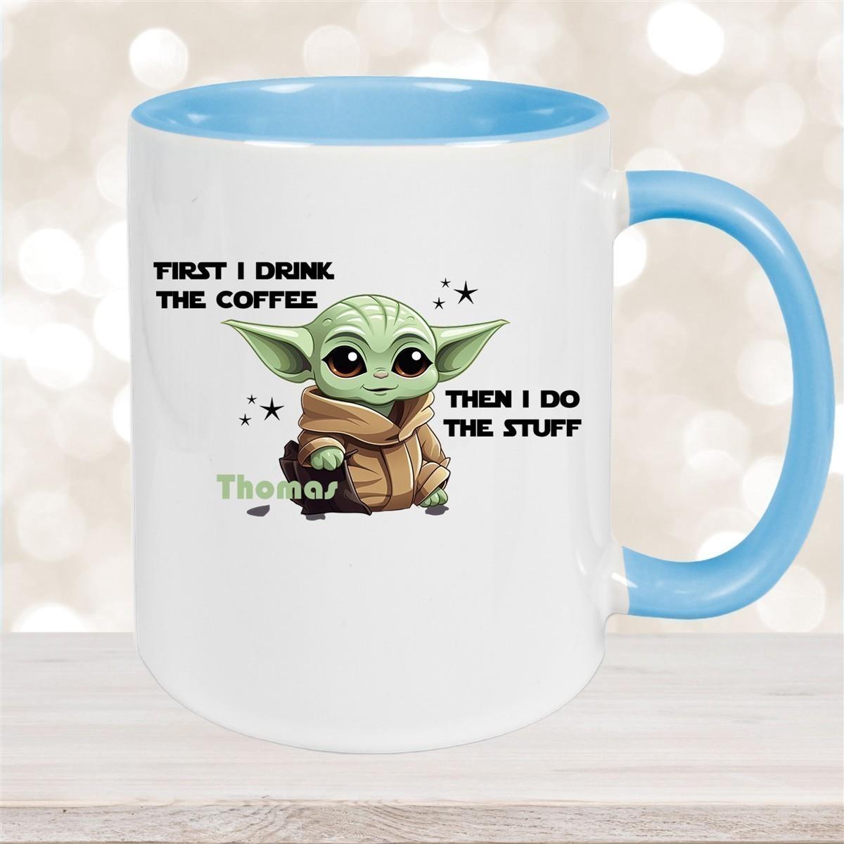 Tasse Wunschname Baby-Yoda 2 Keramik Kinderbecher personalisiert versch. Farben