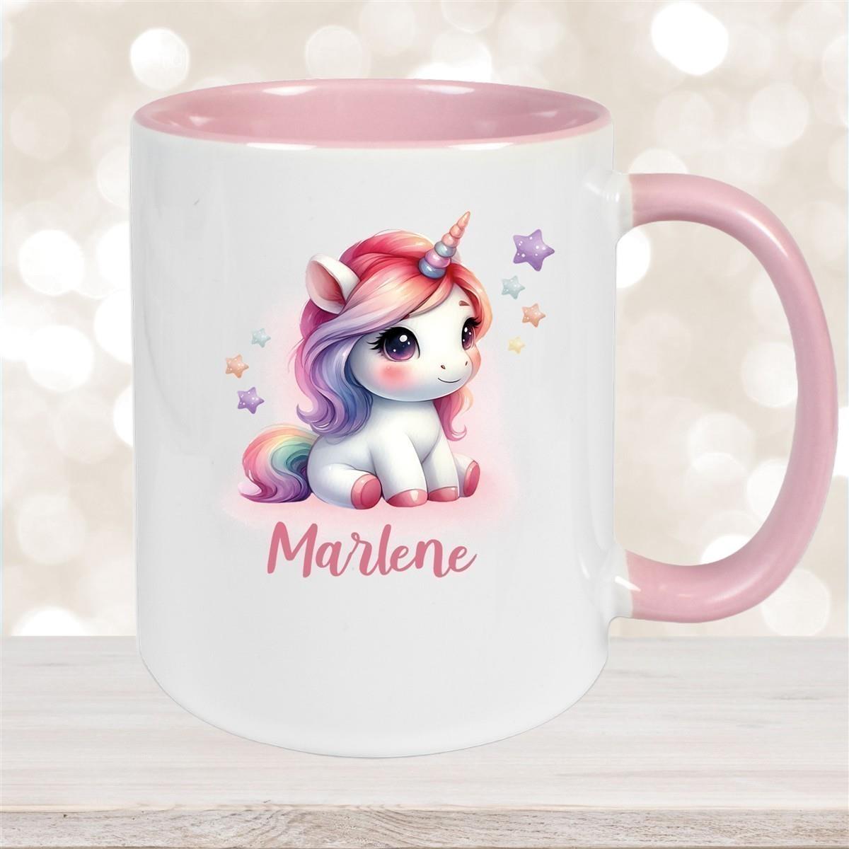 Tasse Einhorn 10 Wunschname Keramik Kinderbecher personalisiert versch. Farben