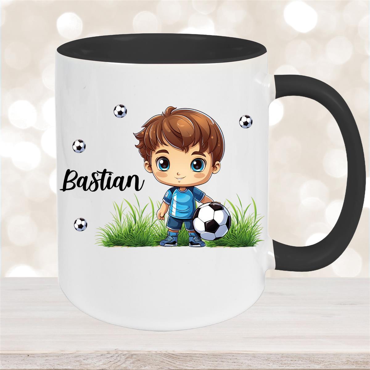 Tasse Fußball #6 Wunschname Keramik Kinderbecher personalisiert versch. Farben
