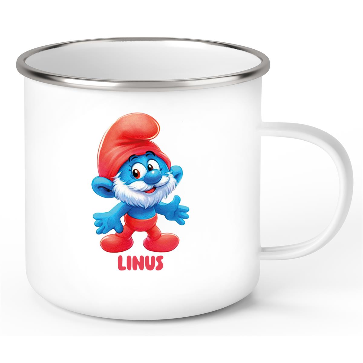Tasse Kinder Schlumpf 4 Papa Schlumpf Wunschname Emaille Kinderbecher personalisiert