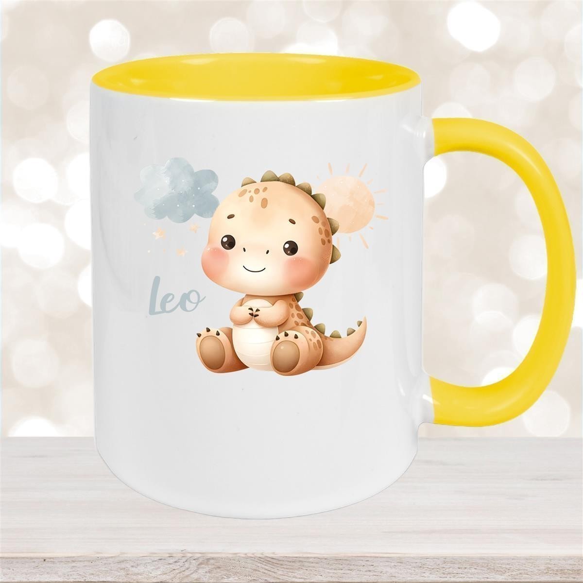 Tasse Dino #19 Wunschname Keramik Kinderbecher Personalisiert versch. Farben