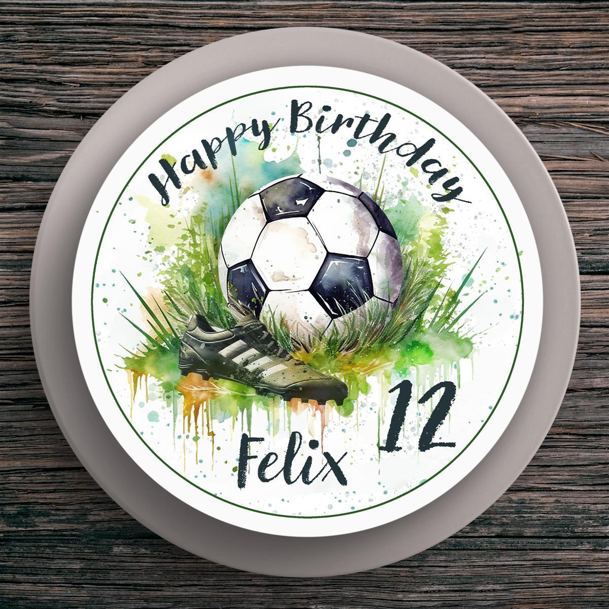 Tortenaufleger Geburtstag Fußball #4 Name & Zahl (20cm)