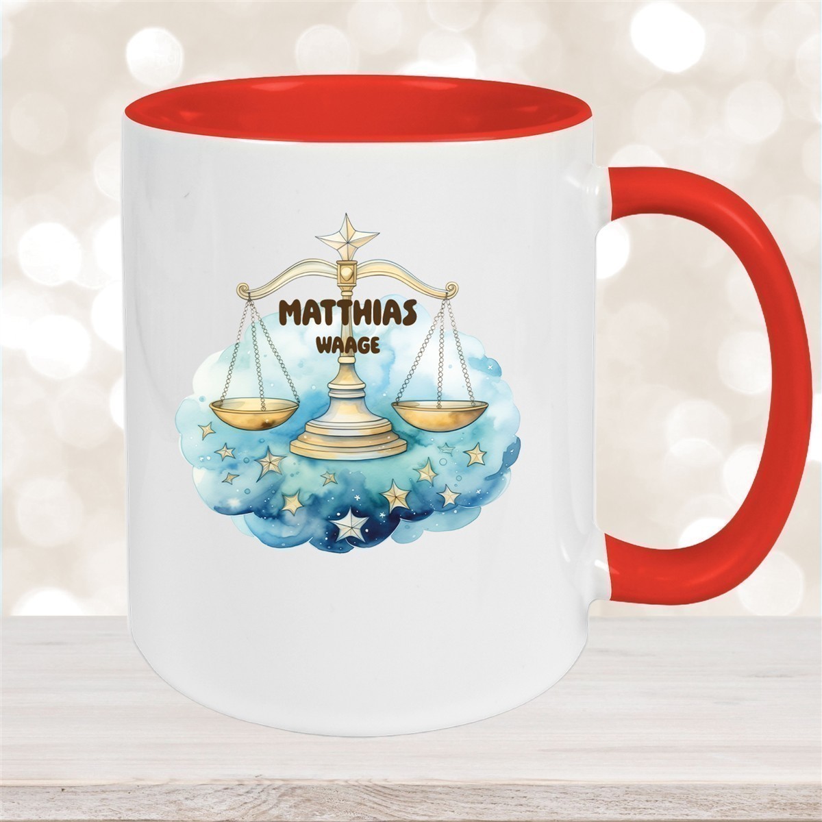 Tasse Sternzeichen Kinder Waage #1 Wunschname Keramik Kinderbecher personalisiert versch. Farben