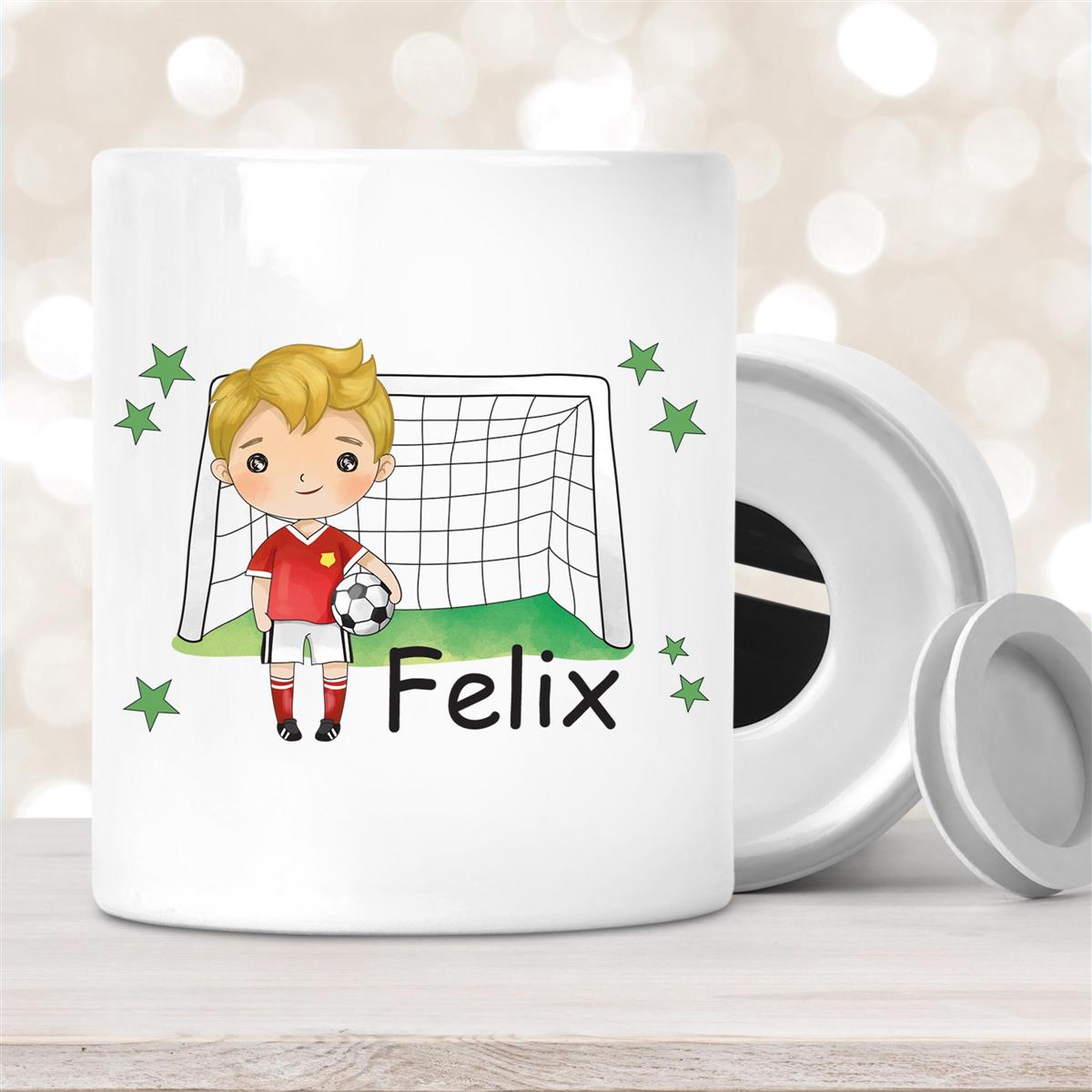 Spardose mit Wunschname Fußball #1 personalisiert