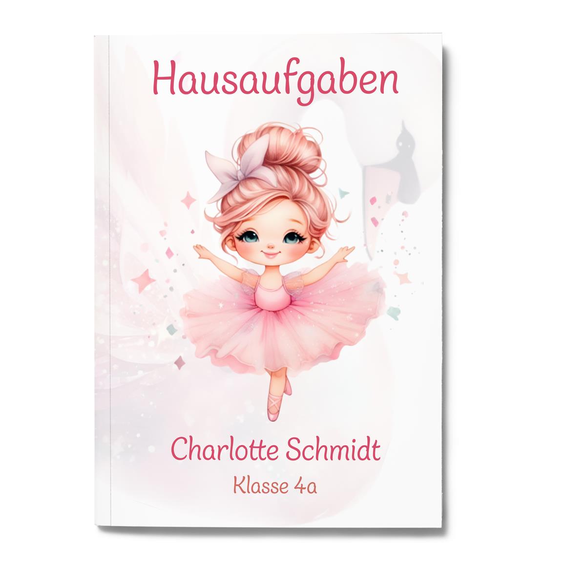 Hausaufgabenheft Ballerina 1 DIN A5 - 48 Blatt mit Name und Klasse