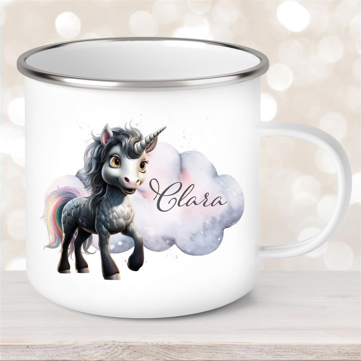 Tasse Einhorn #7 Wunschname Emaille Kinderbecher personalisiert Tasse Einhorn #7 Wunschname Emaille Kinderbecher personalisiert