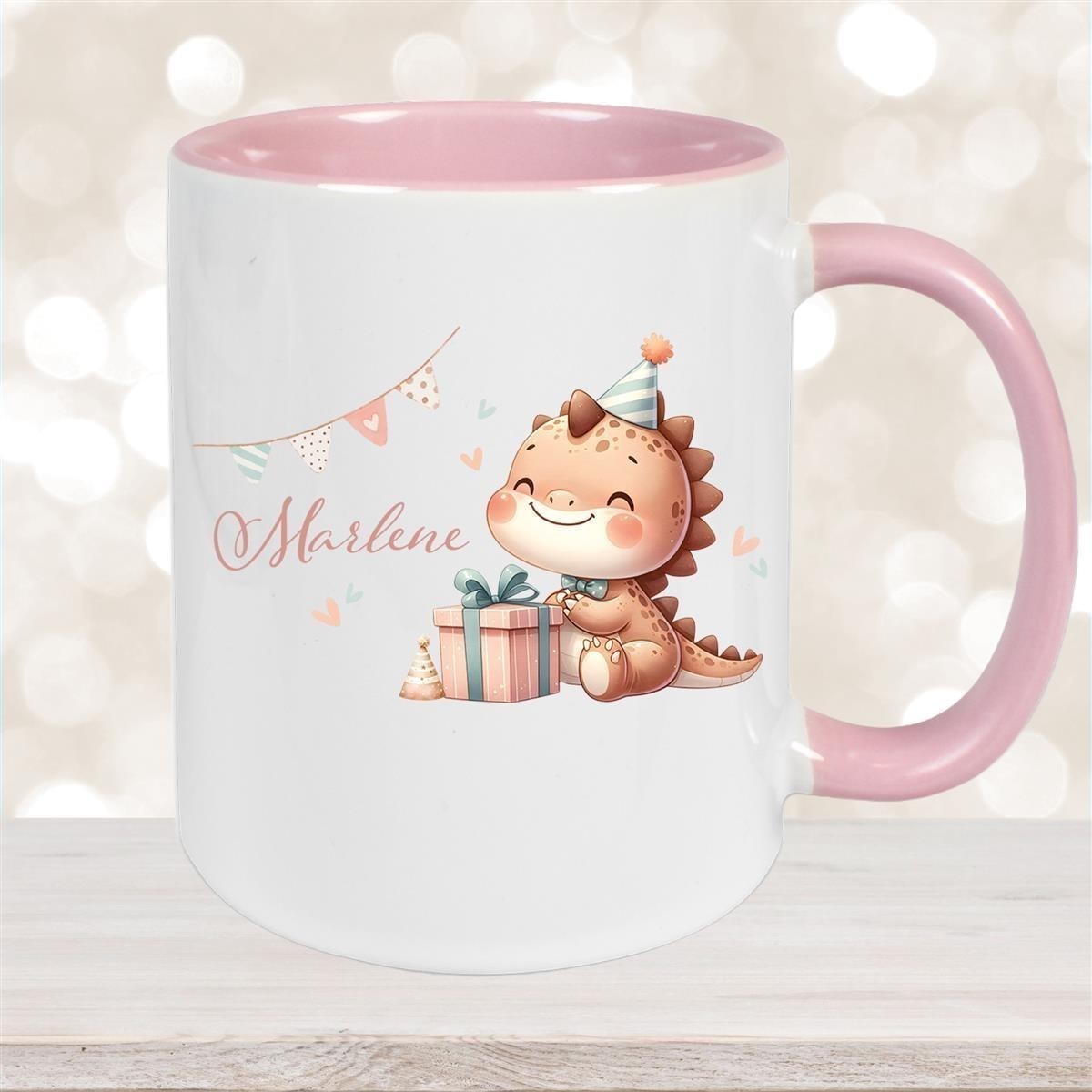 Tasse Dino #18 Wunschname Keramik Kinderbecher Personalisiert versch. Farben