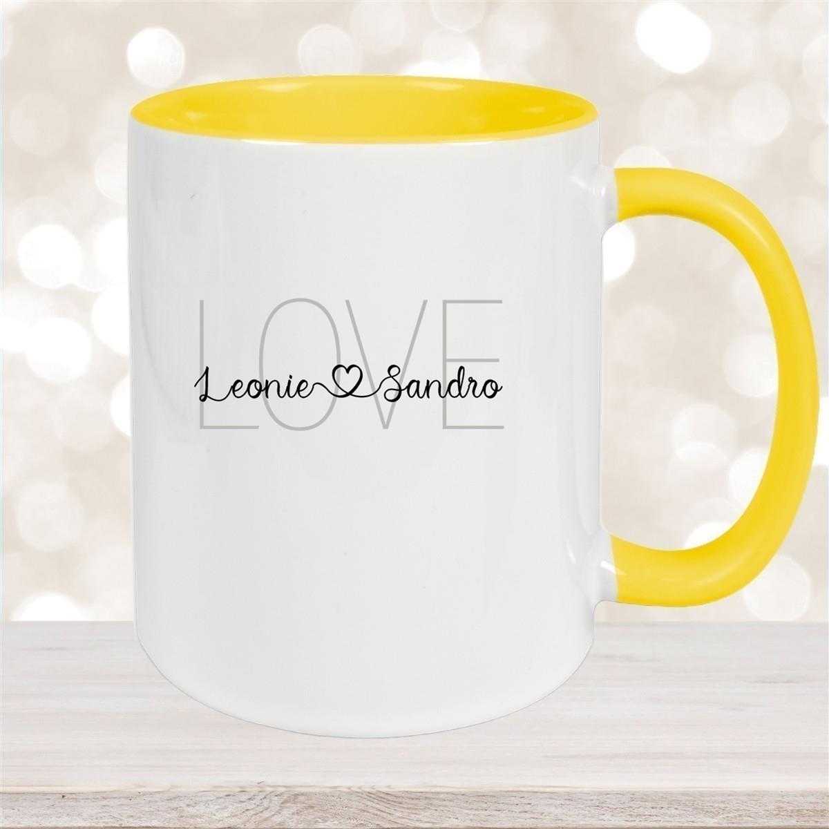 Tasse Liebe - Spruch "LOVE" Valentinstag Wunschnamen Keramik personalisiert versch. Farben
