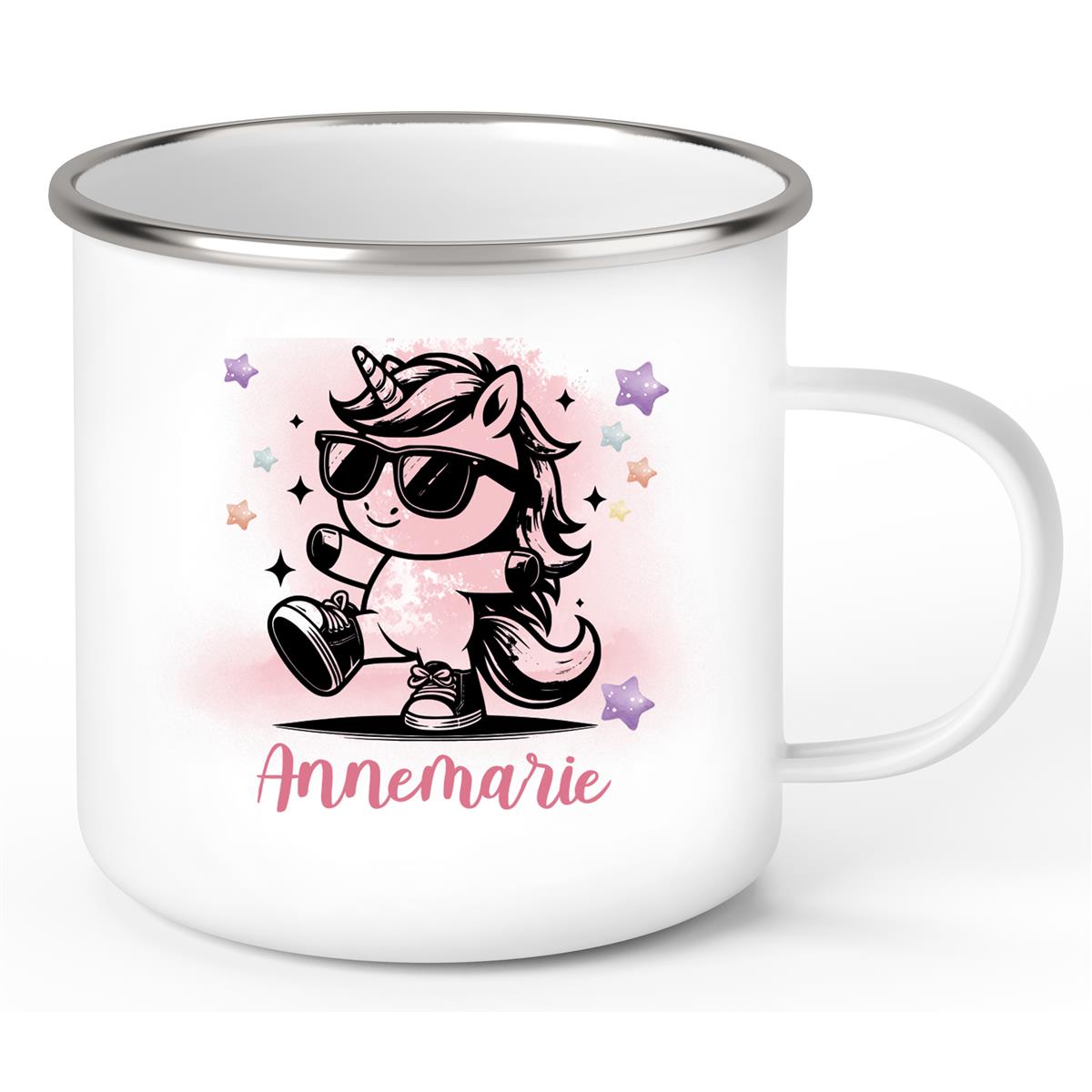Tasse Einhorn 11 Wunschname Emaille Kinderbecher personalisiert