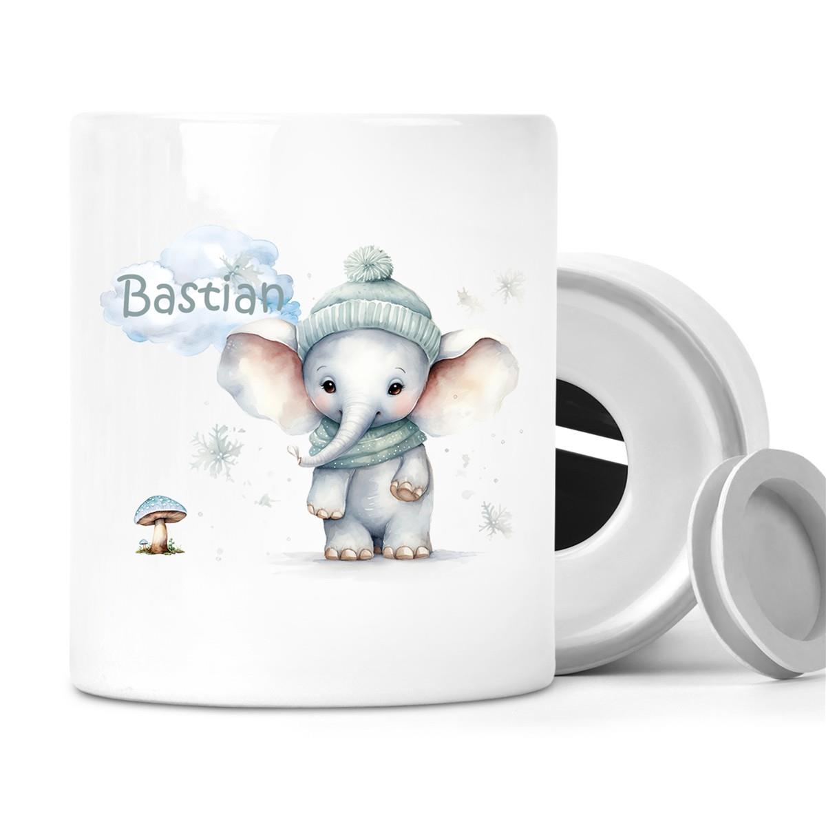 Spardose mit Wunschname Weihnachten Elefant 1 personalisiert