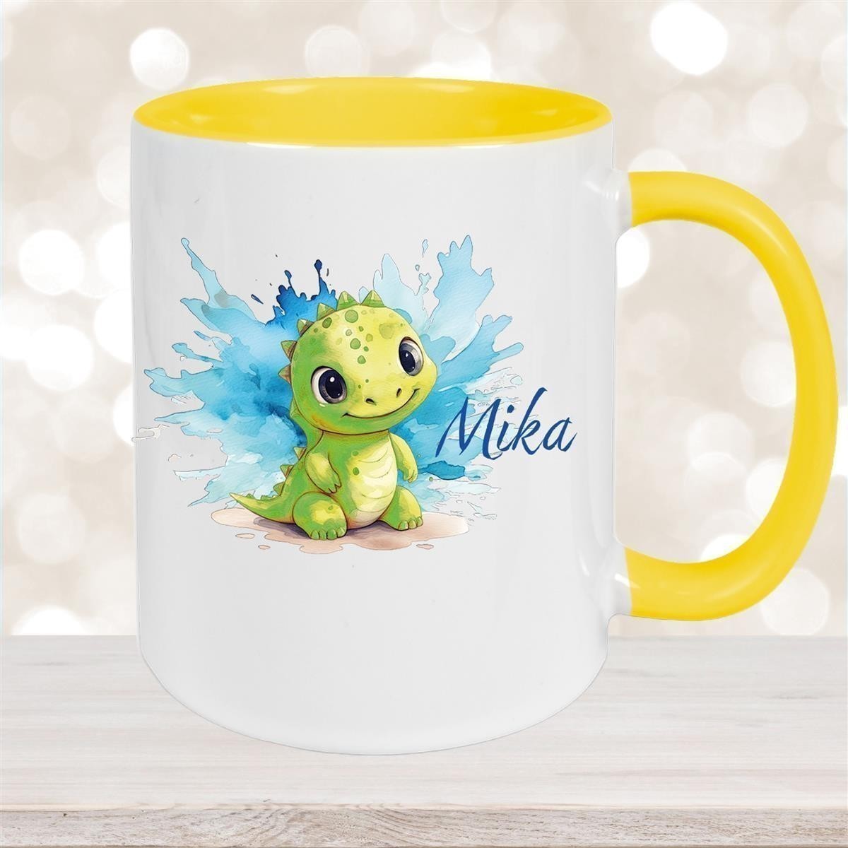 Tasse Dino #12 Wunschname Keramik Kinderbecher Personalisiert versch. Farben
