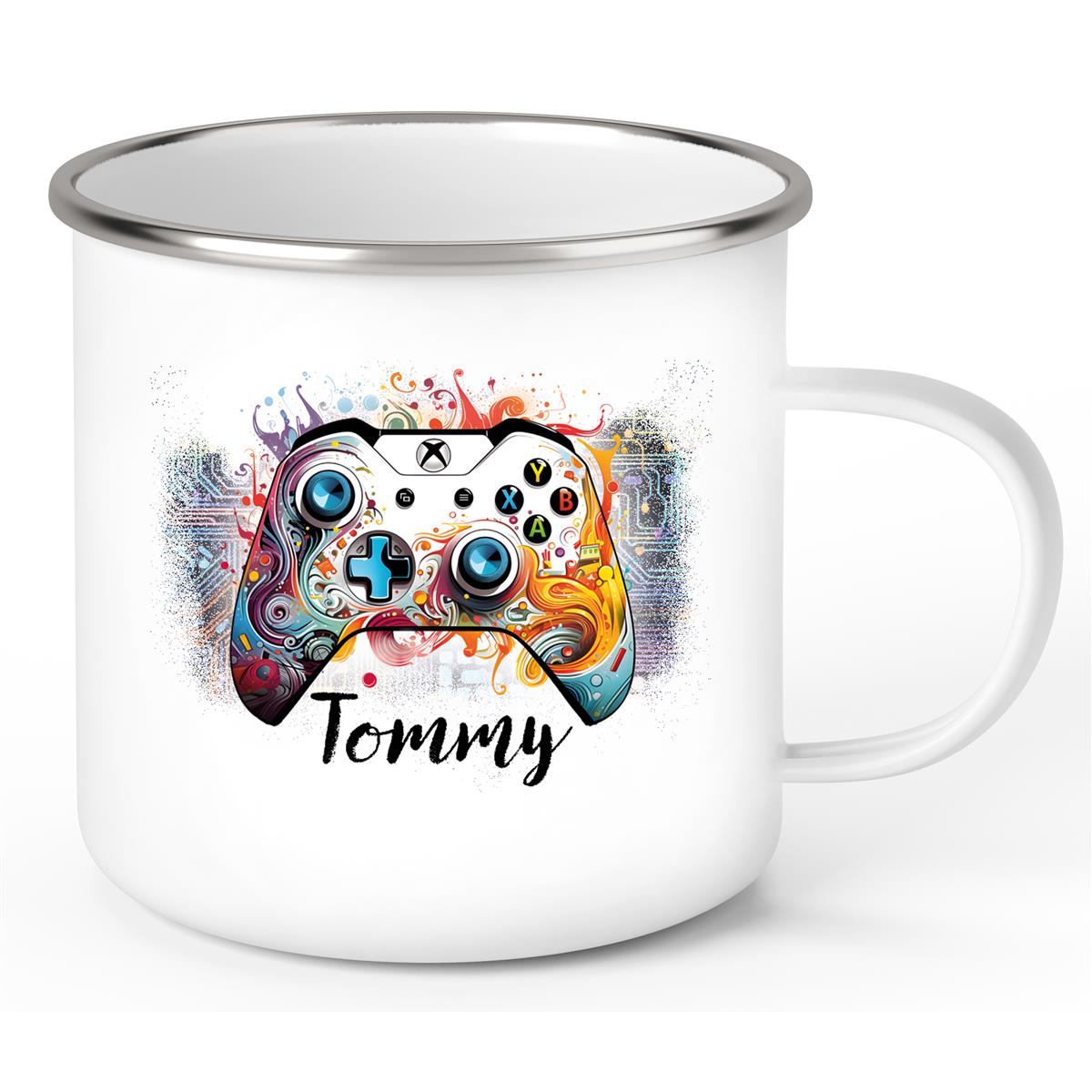 Tasse Gamer #2 Wunschname Emaille Kinderbecher personalisiert