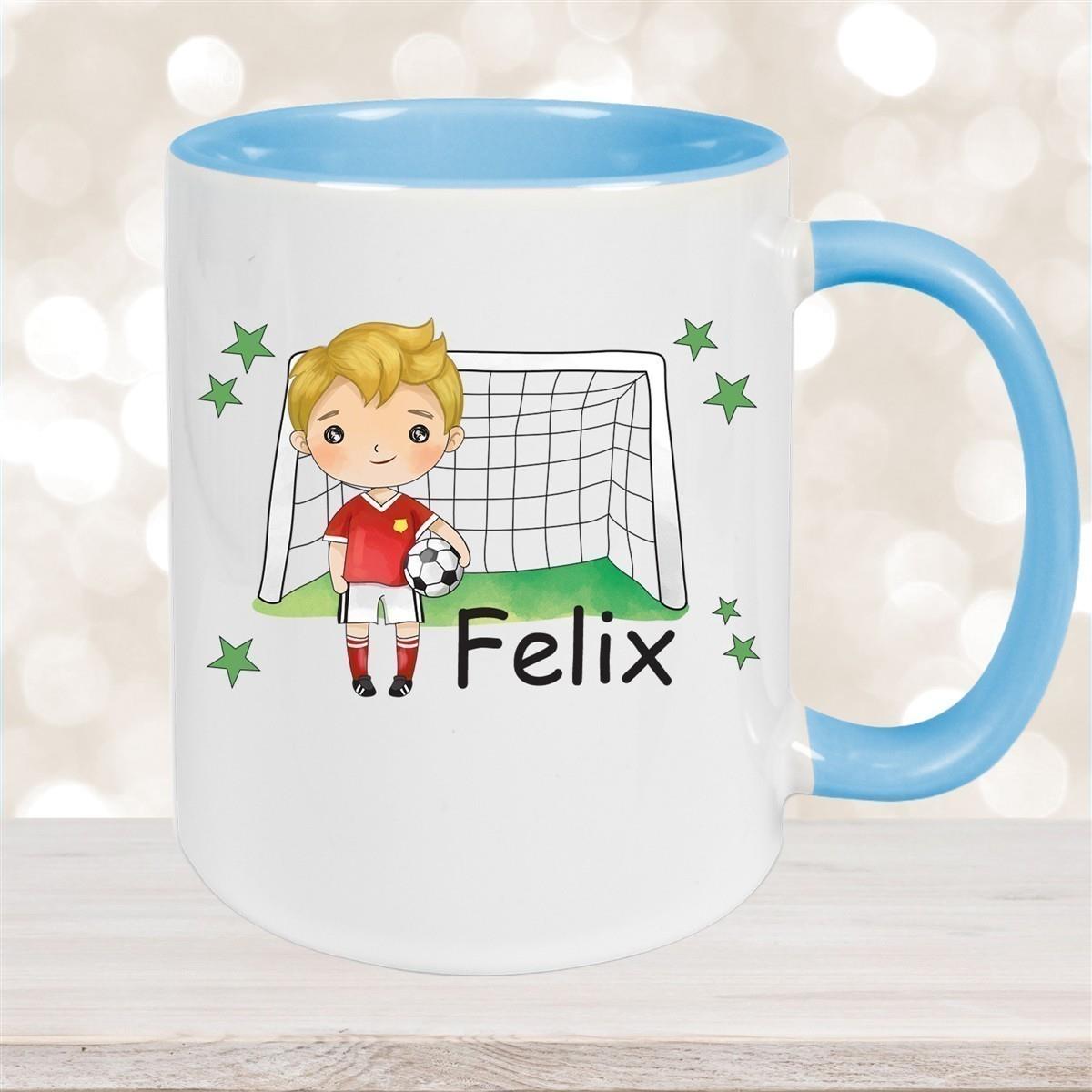 Tasse Fußball 1 Wunschname Keramik Kinderbecher personalisiert versch. Farben
