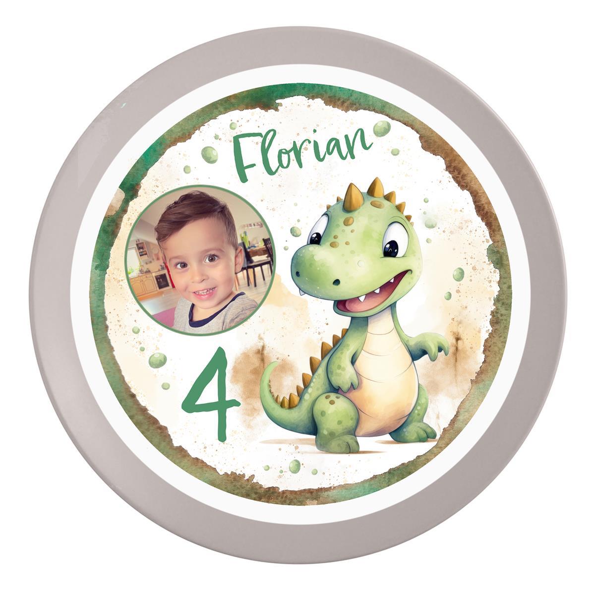 Tortenaufleger Geburtstag mit Bild Dino 3 Name & Zahl (20cm)