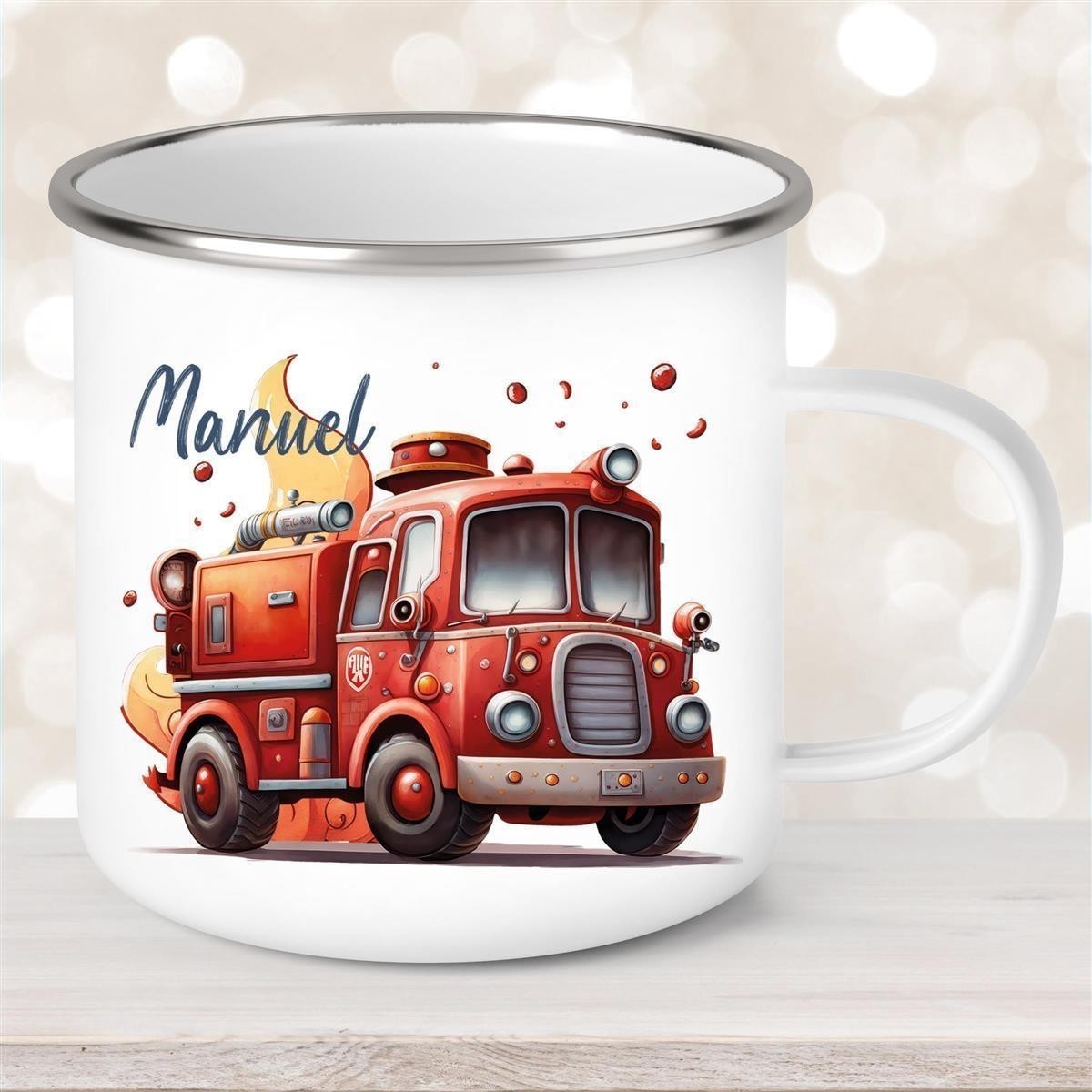Tasse Wunschname Feuerwehr #1 Emaille Kinderbecher Tasse Wunschname Feuerwehr #1 Emaille Kinderbecher
