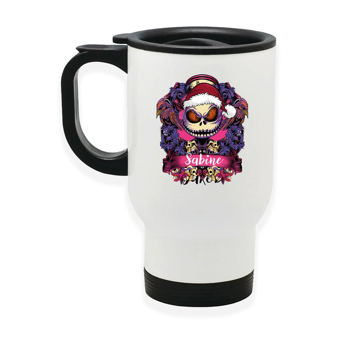 Edelstahl-Thermobecher mit Deckel Weihnachten Nightmare before Christmas #5 personalisiert weiß