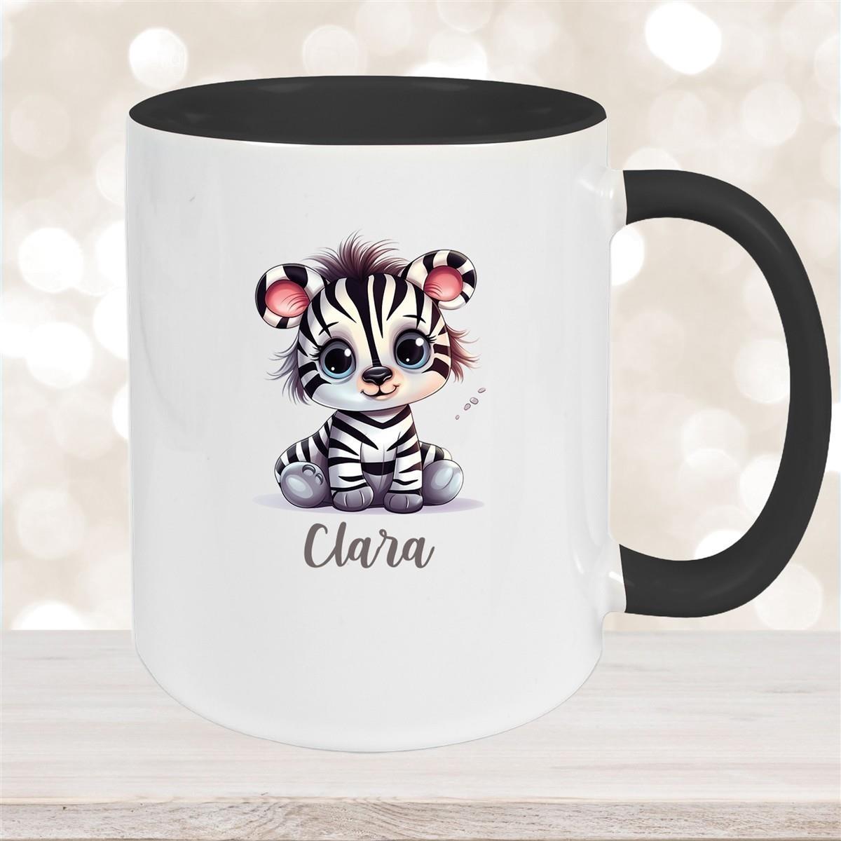Tasse Wunschname Zebra 2 Keramik Kinderbecher versch. Farben