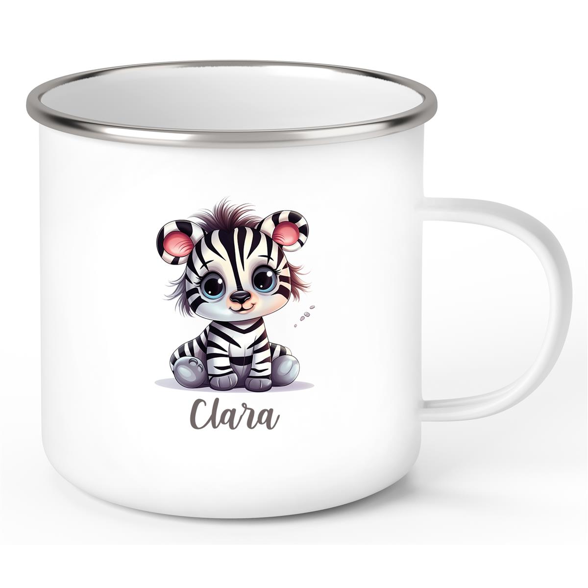 Tasse Wunschname Zebra 2 Emaille Kinderbecher