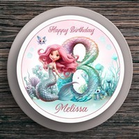 Tortenaufleger Geburtstag Mermaid Meerjungfrau #3 Name & Zahl (20cm) Fondant Papier