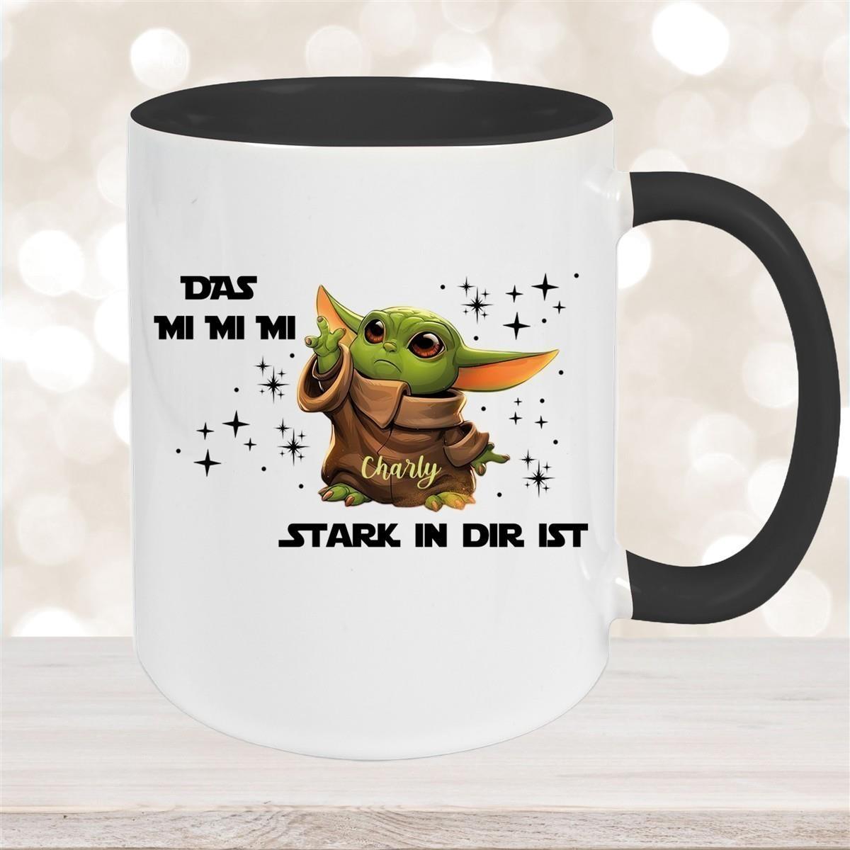 Tasse Wunschname Baby-Yoda 1 Keramik Kinderbecher personalisiert versch. Farben