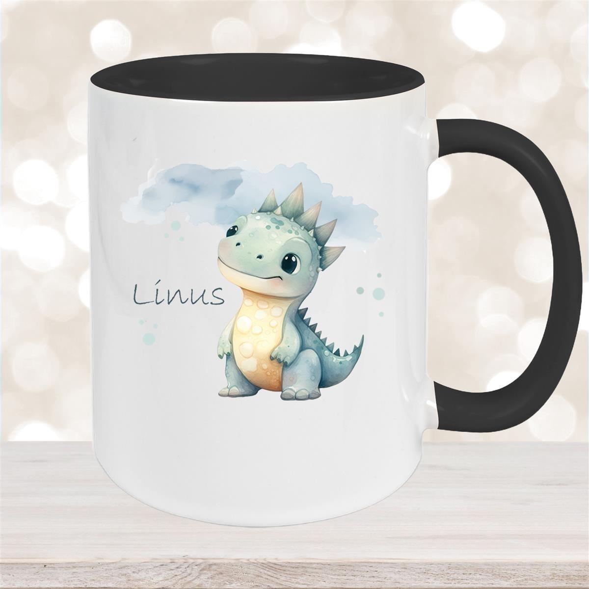 Tasse Dino 15 Wunschname Keramik Kinderbecher Personalisiert versch. Farben