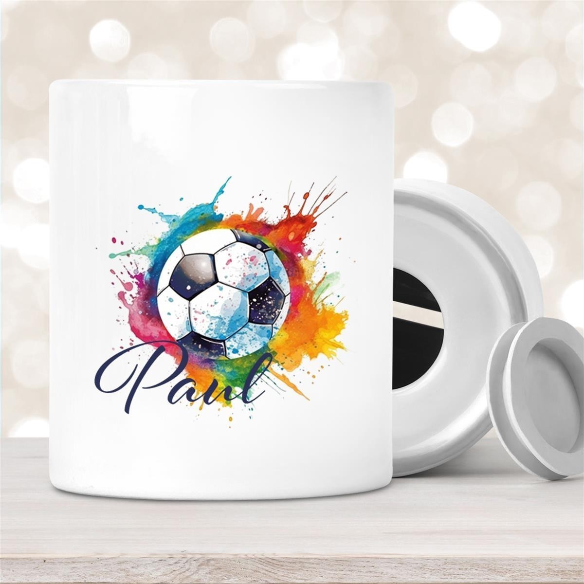 Spardose mit Wunschname Fußball # 20 personalisiert Spardose mit Wunschname Fußball # 20 personalisiert