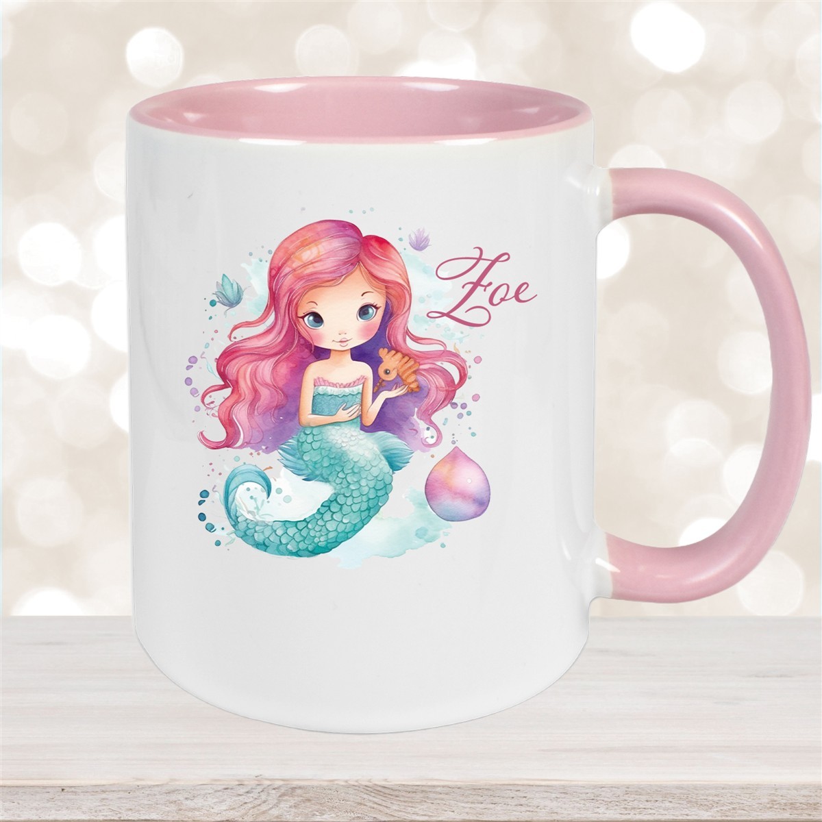 Tasse Wunschname Meerjungfrau #1 Keramik Kinderbecher versch. Farben