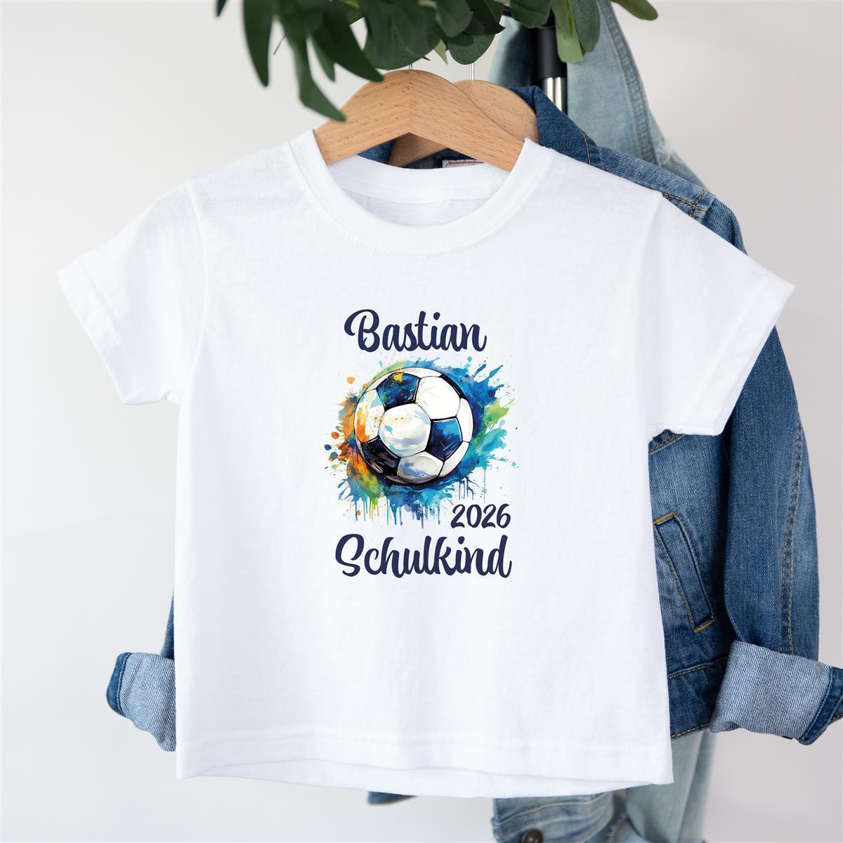 T-Shirt Schulkind-Fußball 1 Personalisiert mit Namen