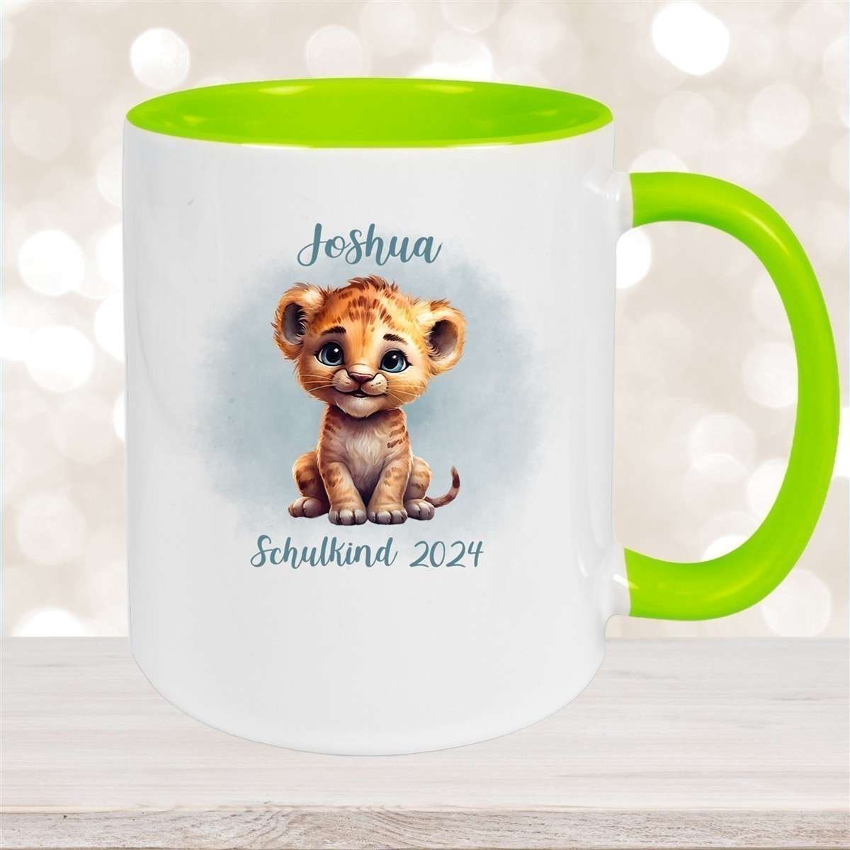 Tasse Schulkind #07 Wunschname Tiger #1 Keramik Kinderbecher Personalisiert versch. Farben