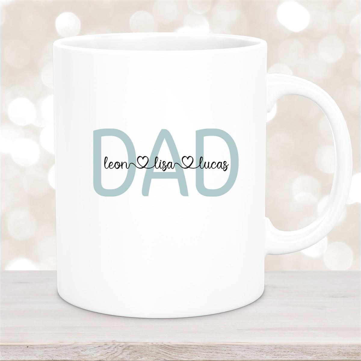 Tasse Vatertag 2 Wunschnamen Keramik Personalisiert versch. Farben