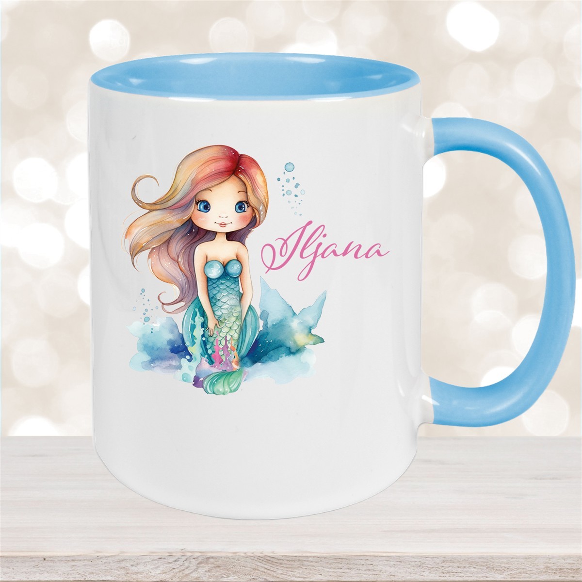 Tasse Wunschname Meerjungfrau #2 Keramik Kinderbecher versch. Farben