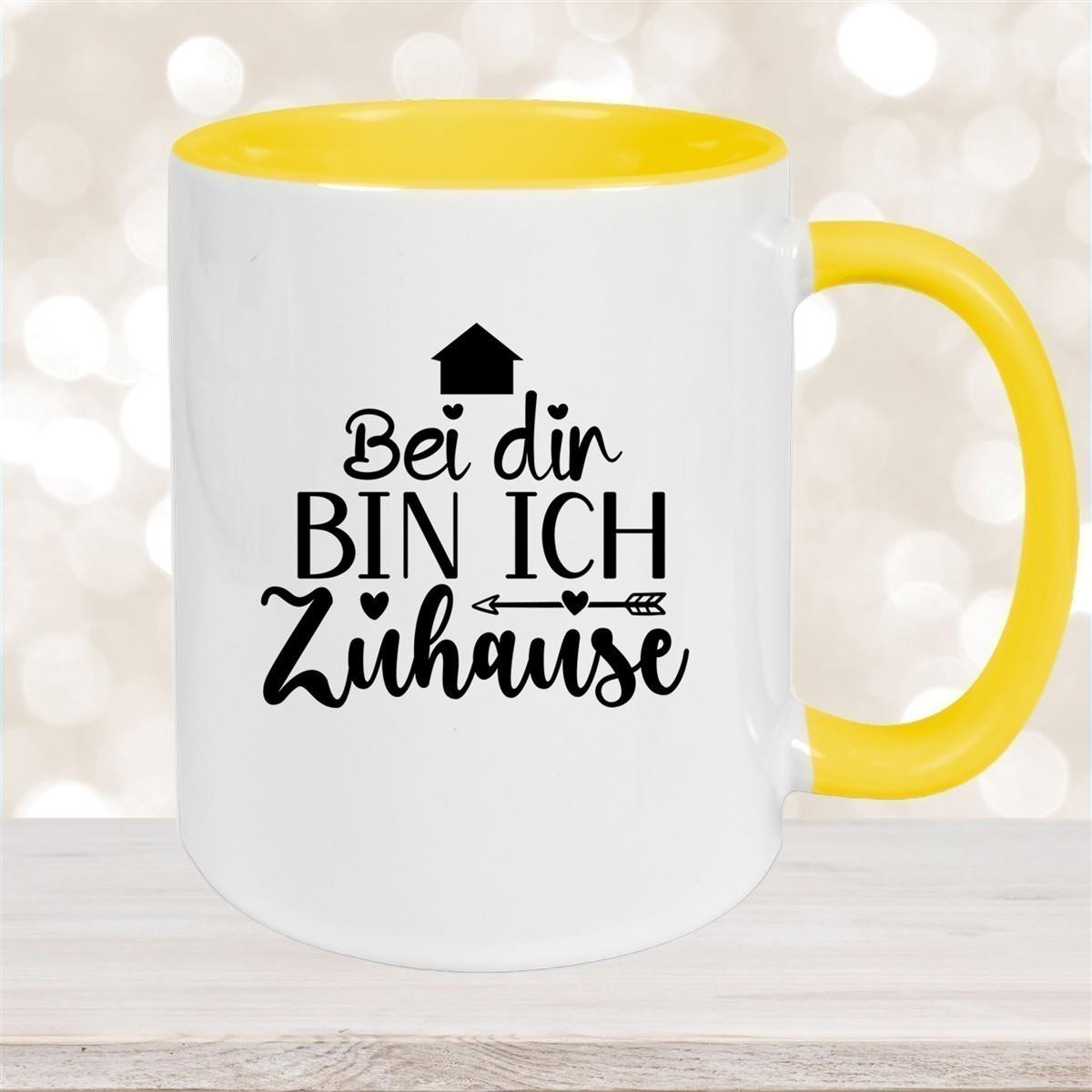 Tasse Liebe -  Spruch "Bei dir bin ich zu Hause" Valentinstag Wunschnamen Keramik personalisiert versch. Farben