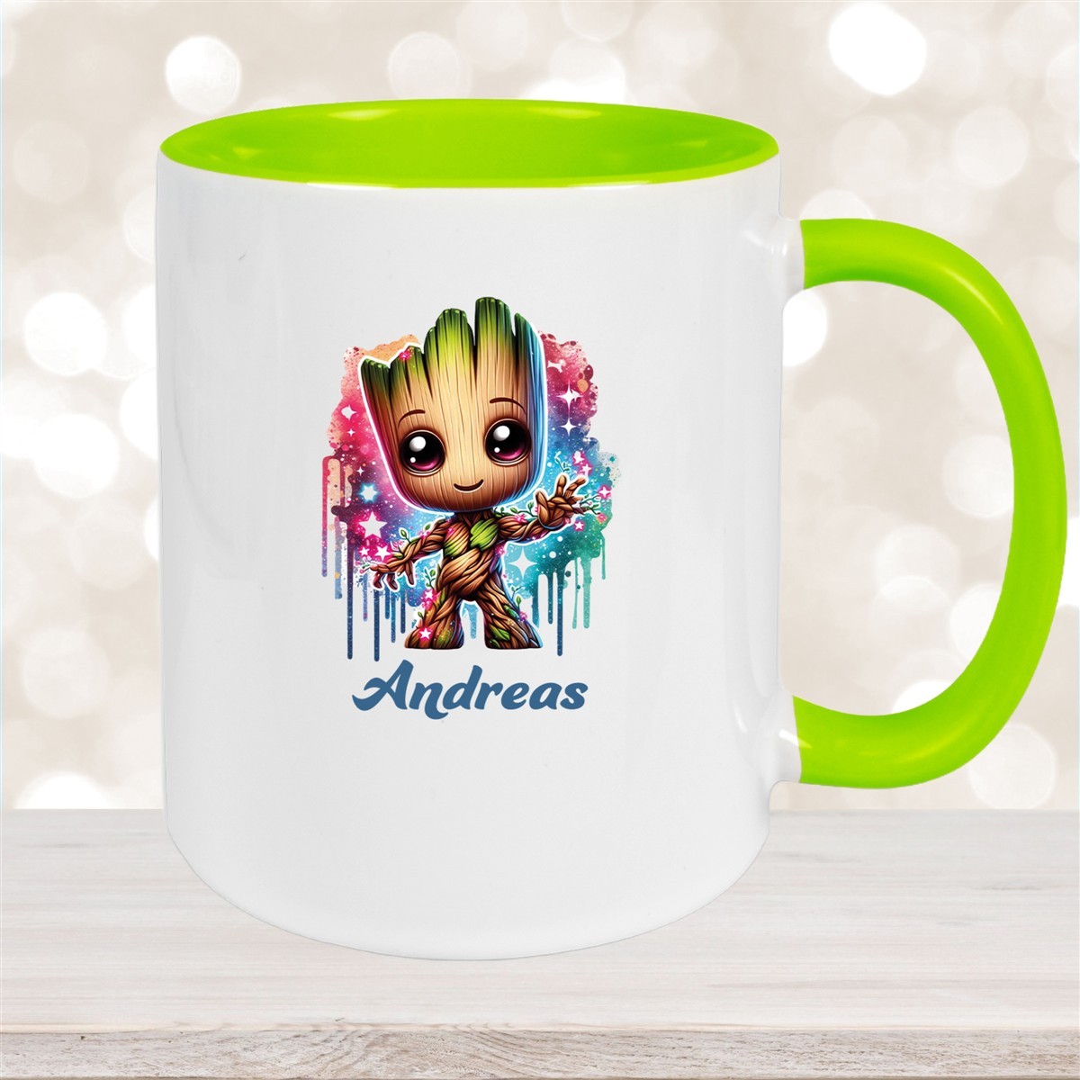 Tasse Baby-Groot #2 Wunschname Keramik Kinderbecher personalisiert Grün