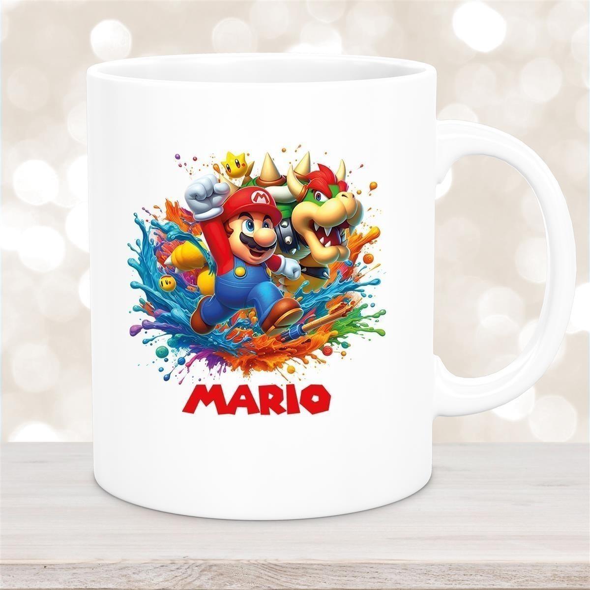 Tasse Wunschname Super-Mario 5 Keramik Kinderbecher personalisiert versch. Farben