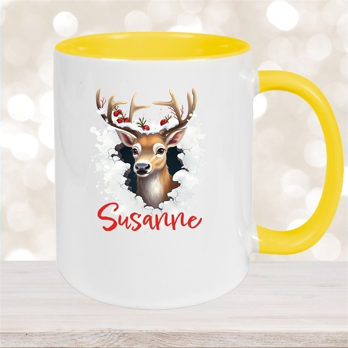 Tasse Wunschname Christmas Rentier #2 Keramik Kinderbecher versch. Farben