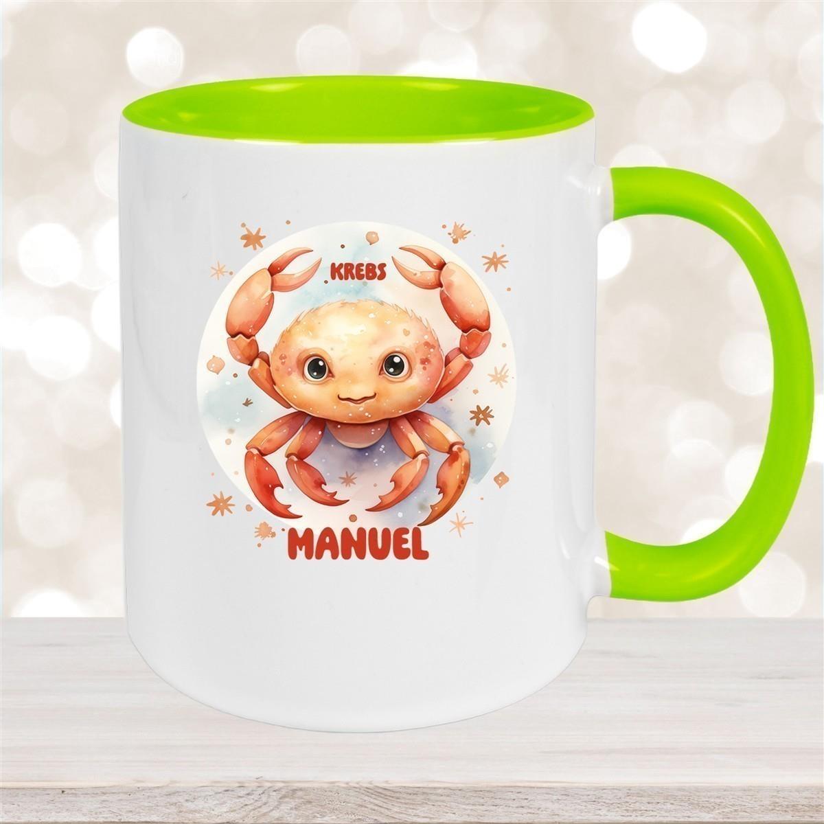 Tasse Sternzeichen Kinder Krebs 1 Wunschname Keramik Kinderbecher personalisiert versch. Farben