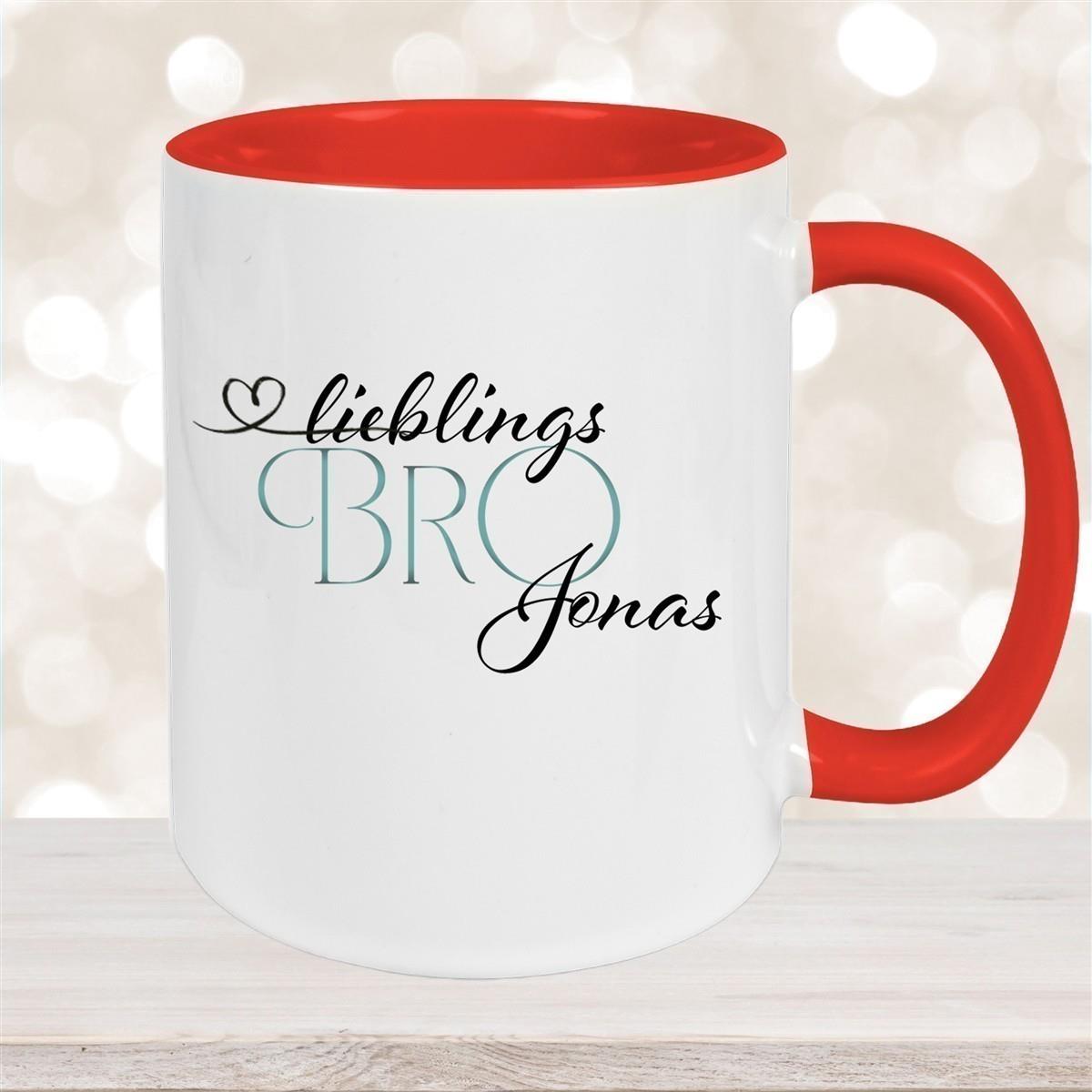 Tasse Wunschname Lieblings-Bro 1 personalisiert Keramik Becher versch. Farben