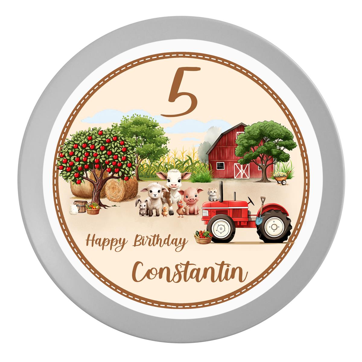 Tortenaufleger Geburtstag Bauernhof #1 Name & Zahl (20cm) Fondant Papier