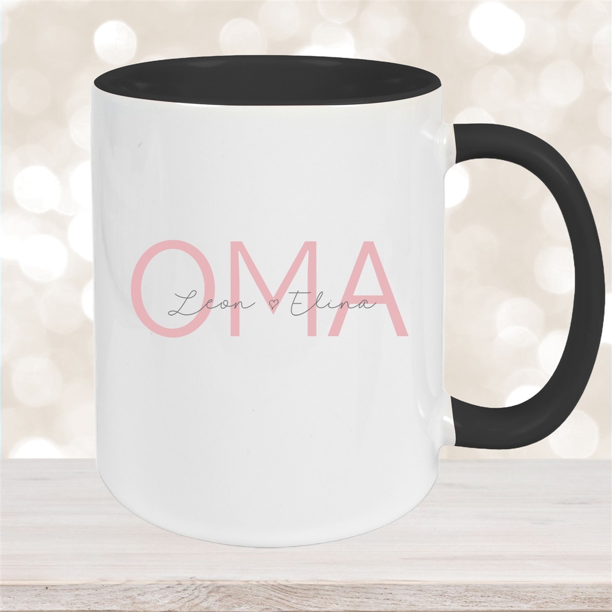 Tasse, Oma, Muttertag, Geburtstag #1 Wunschnamen Keramik Personalisiert Schwarz