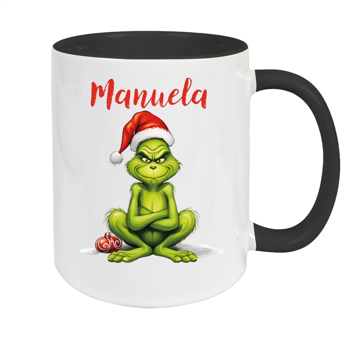 Tasse Wunschname Weihnachten Grinch #4 Keramik Kinderbecher Schwarz