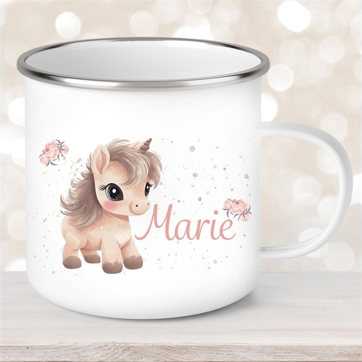 Tasse Einhorn #8 Wunschname Emaille Kinderbecher personalisiert Tasse Einhorn #8 Wunschname Emaille Kinderbecher personalisiert