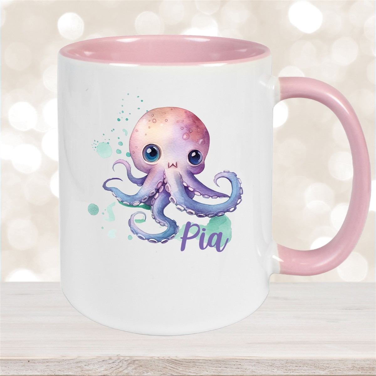 Tasse Wunschname Meerestiere-Oktopus #1 Keramik Kinderbecher versch. Farben