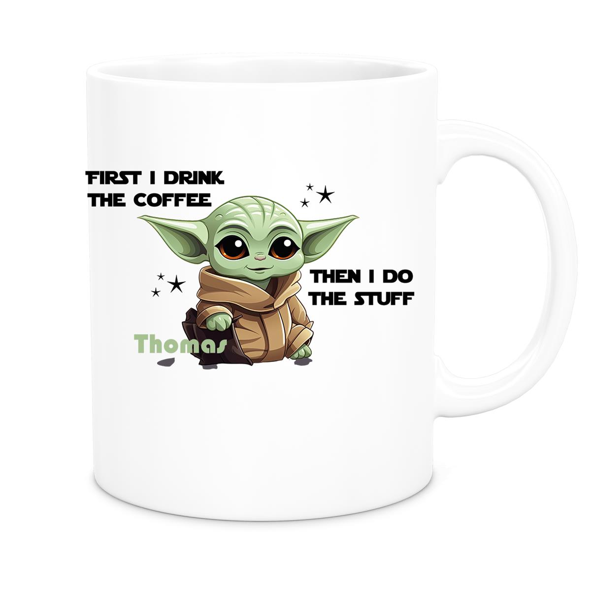 Tasse Wunschname Baby-Yoda 2 Keramik Kinderbecher personalisiert versch. Farben