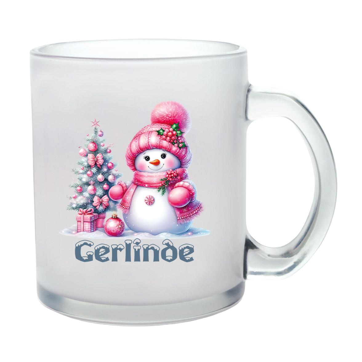 Milchglastasse Wunschname Weihnachten Schneemann 3 Glas Kinderbecher SONDEREDITION
