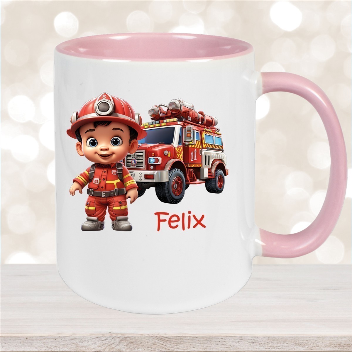 Tasse Wunschname Feuerwehr #4 Keramik Kinderbecher versch. Farben