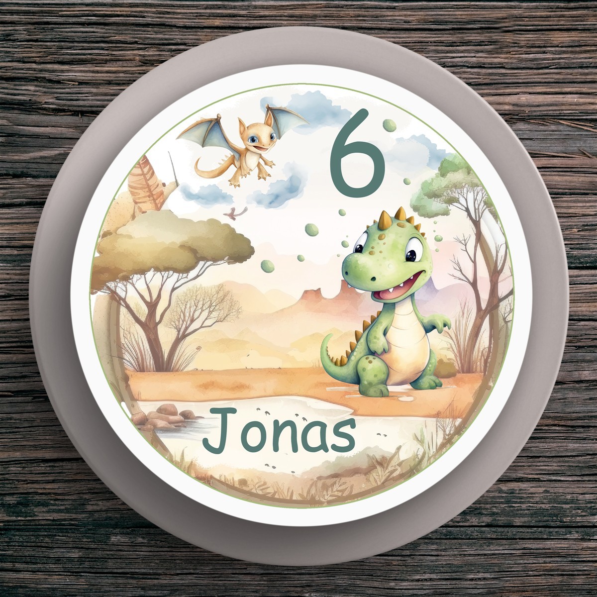 Tortenaufleger Geburtstag Dino #2 Name & Zahl (20cm)
