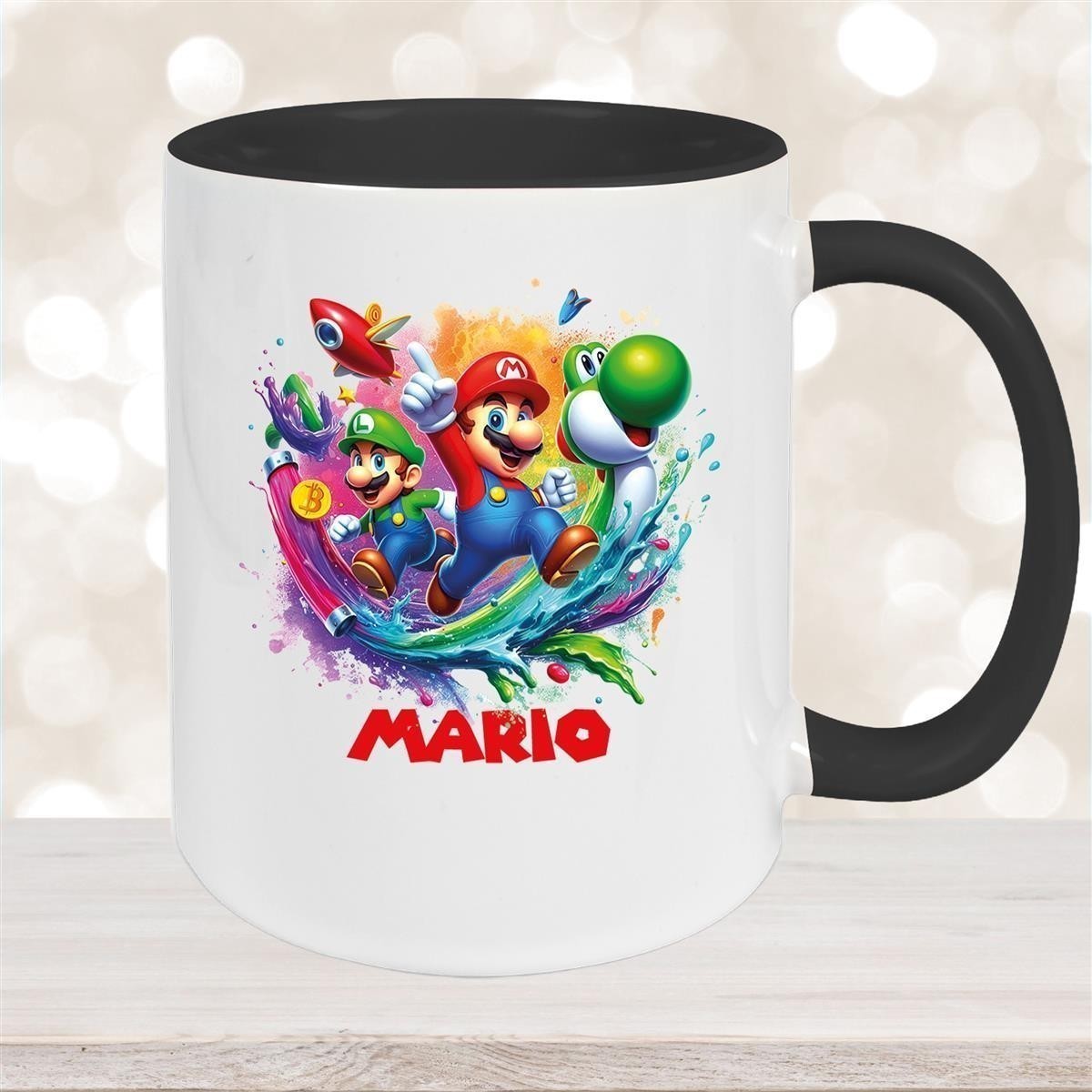 Tasse Wunschname Super-Mario #2 Keramik Kinderbecher personalisiert versch. Farben