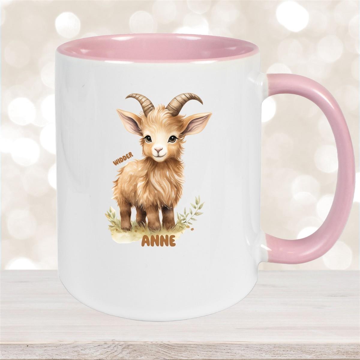 Tasse Sternzeichen Kinder Widder 1 Wunschname Keramik Kinderbecher personalisiert versch. Farben